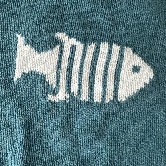 Teal Sweater with Fish Design - Picture 3 of 5